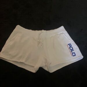Polo by Ralph Lauren White Women's Logo Drawstring Athletic Shorts